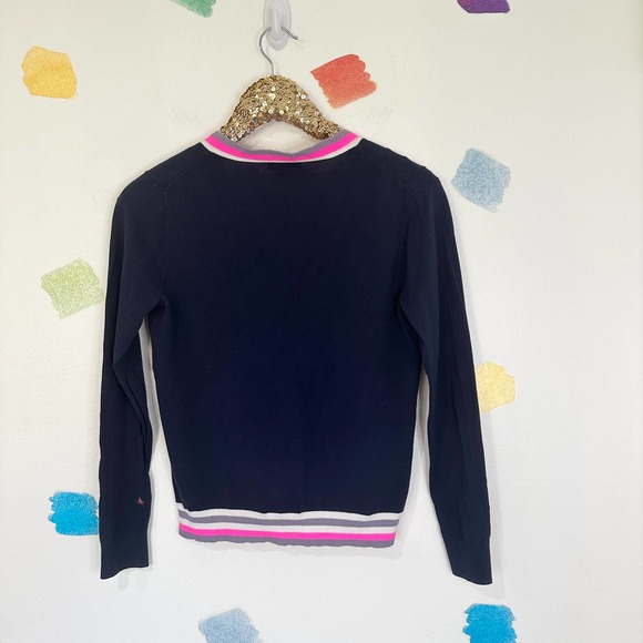 S J.Crew Navy Pink Trim Button Up Cardigan - Picture 3 of 5